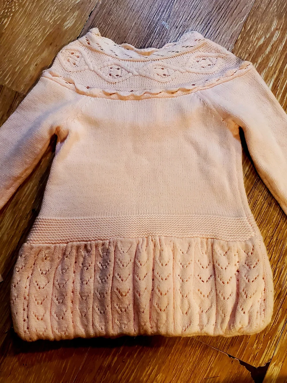 Catherine Malandrino Mini Pale Pink Cable Knit Bubble Hem Baby Sweater Dress